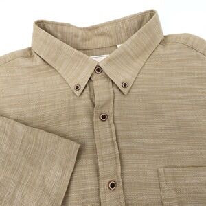 ROWM‎ Mens Tan Textured Short Sleeve Button Down Shirt XL